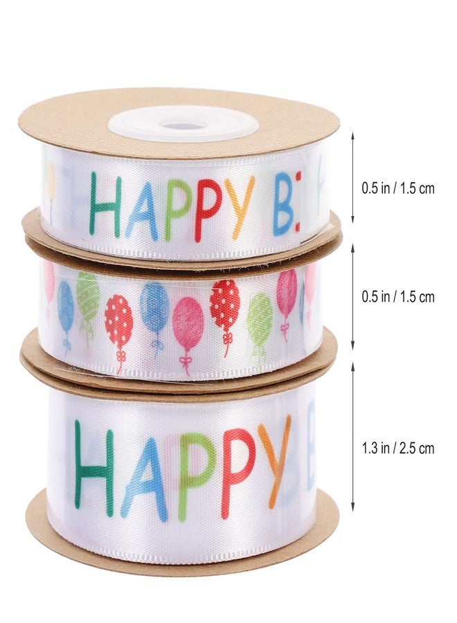 Amosfun Birthday Ribbons 3 Rolls 30 Yards Each Wired Satin Ribbon for Wrapping Curling and Party Decorations DIY Bow Knots Hair Bands - Image 2